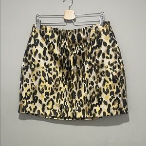 Nine West Metallic Gold and Black Leopard Mini Skirt